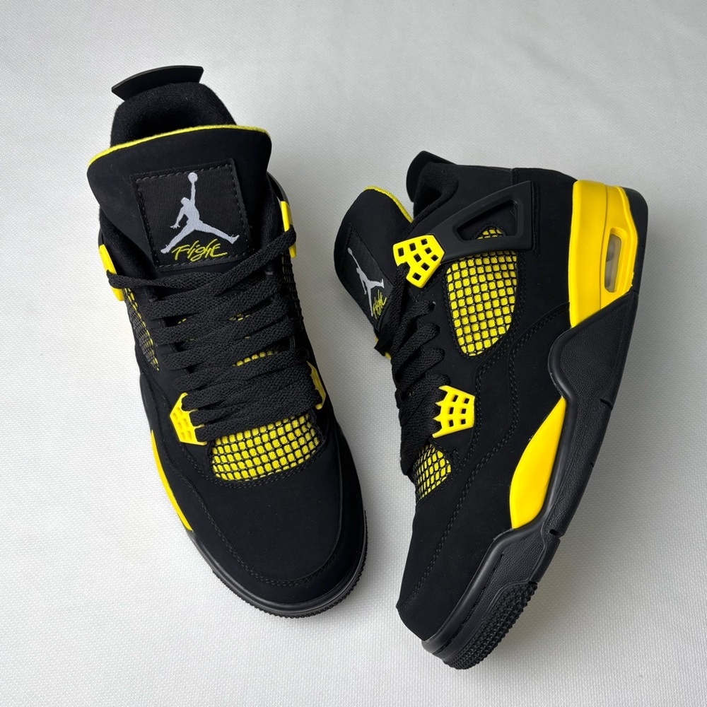 Men’s Black/Yellow Sneakers Trainers -Brand New Retro 4 Yellow Thunder 2023 - Picture 2 of 10